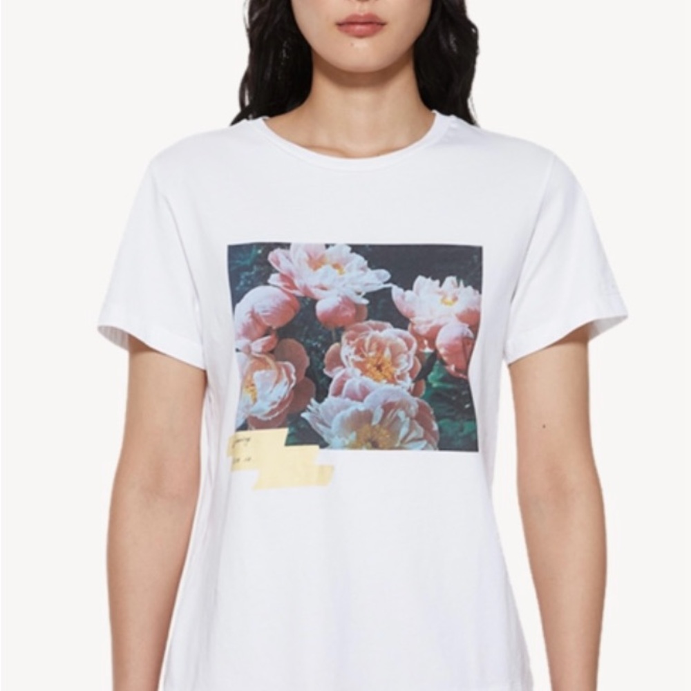 Golden Goose White Tee with Pink Floral Print